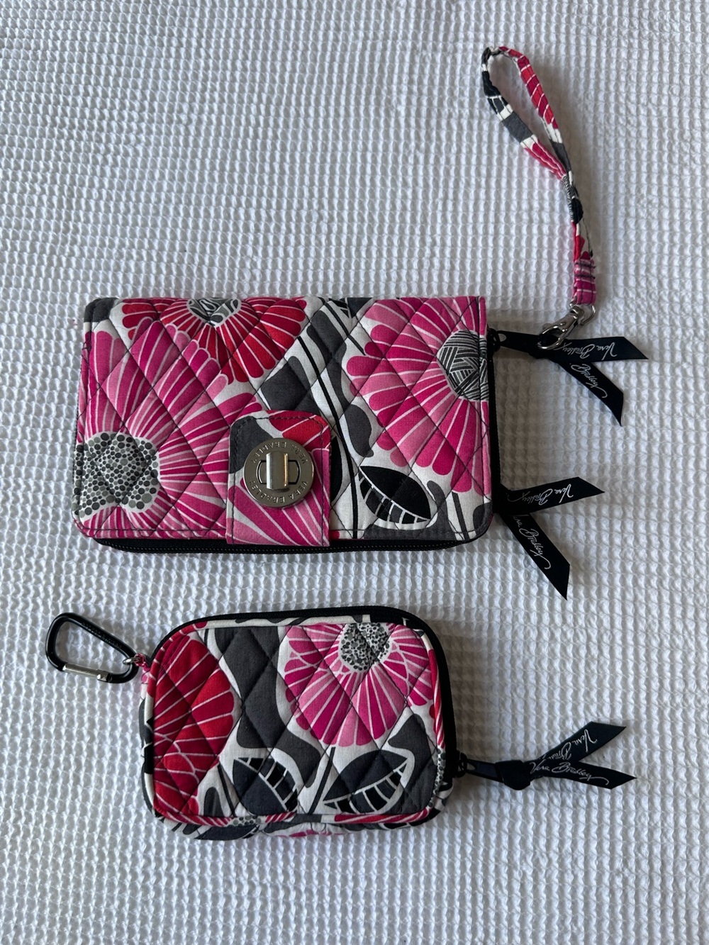 Vera Bradley Cherry Blossom Quilted Wallet & Coin Case Set